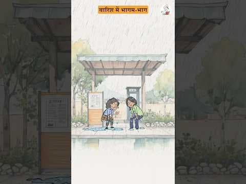 बारिश में भागम-भाग